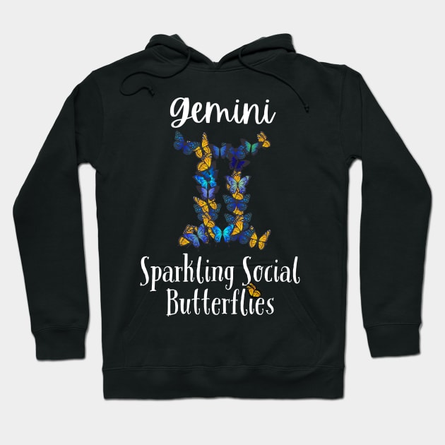 Funny Gemini Zodiac Sign - Gemini, Sparkling Social Butterflies Hoodie by LittleAna